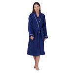 Rangoli Sunshine 100% Cotton Bathrobes For Women - Navy Blue | 500 GSM Ultra-soft & Lightweight Bath Robe With Rope | Highly Absorbent Luxurious Bath Gown Robe For Ladies | After Bath Robe - Free Size