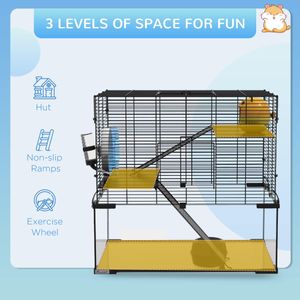 PawHut 3-Tier Hamster Cage – Spacious Small Pet Habitat