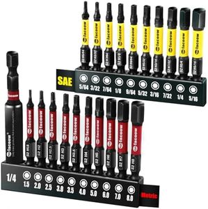 Facoow Hex Bit Set, S2 Alloy Steel Allen Wrench Drill Bit Set with Magnetic Tips, 1/4 Hex-Shank 2" Impact Allen Key Bits Set with 2.3" Hex Extension, Precision CNC Machining, 20+1 Pack(Metric&SAE)