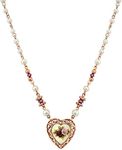 1928 Jewelry Rose Faux Pearl Purple Flower Heart Necklace 15" + 3" Extender, One Size, Pearl, Simulated Pearl