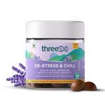 three60 DE-STRESS & CHILL Gummies | Calms Mind | Reduces Stress and Anxiety | Safr’InsideTM (Saffron) Imported from France, KSM-66® Ashwagandha, Lavender | Non-Habit Forming | 60 Gummies