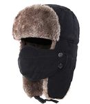 Connectyle Outdoor Trooper Trapper Hat Warm Winter Hunting Hats with Ear Flaps Mask Ushanka Hat Black