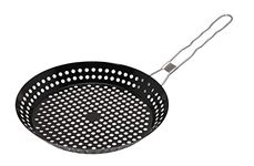 OrionMart NonStick BBQ Grilling Pan Perforated Nonstick Skillet with Folding Handle – Perfect Grill Pan with Foldable Handle for Indoor and Outdoor Use