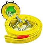 Feeziloe 13' Long 11000 Lb(4Maters 5Ton) High Strength Tow Rope Strap, with Two Safety D-ring Hooks, Winch Rope for Recovery Tow