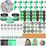 Aoriher 266 Pcs Basketball Baseball Football Soccer Party Favors Sports Party Supplies Gifts Set Stress Ball Stickers Whistle Keychain Bracelet Erasers Badges Organza Bags Thank You Tags (Soccer)