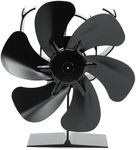 EJTILAI Wood Stove Fan Heat Powered, 6 Blades,Fireplace Fan for Log Burner/Wood Burning/Wood Burner with Stove Thermometer,Eco Friendly and Silent
