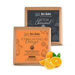 Nat Habit Exfoliating Orange & Detox Charcoal Butter Bath Soap With Cold Processed For Scar Reduction, Exfoliation, Tan Removal & Exfoliation (125g x 2, Combo)