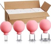 4 Pieces Glass Cupping Set Glass Silicone Cupping Cups Massage Vacuum Suction Cupping Cups for Body Face Leg Arm Back Shoulder Muscle and Joint Pain (Pink)