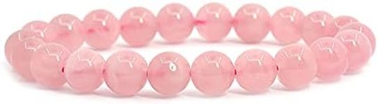 Natural Madagascar Rose Quartz Gemstone 8mm Round Beads Stretch Bracelet 7" Unisex