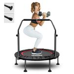 FREEDARE Trampoline 40" Foldable Mini Trampoline Fitness Rebounder for Kids, Adults Indoor/Garden Workout with 5 Levels Adjustable Foam Handle Max Load 330 lbs