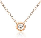 Solitaire choker necklace, Simple Tarnish Free Small Diamond Pendant Necklace for Women, 16 inch - 19 inch (Rose Gold)