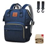 Balcony&Falcon Baby Oxford Diaper Bag with Changing Pad & Stroller Straps Multifunction Waterproof Stylish Travel Backpack Larger Maternity Backpack Nappy Bag for Mum&Dad (Blue)