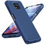 for Motorola Moto G Power 2021 Case: Dual Layer Protective Heavy Duty Cell Phone Cover Shockproof Rugged with Non Slip Textured Back - Military Protection Bumper Tough - 6.6inch (Navy Blue)