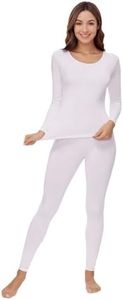 WiWi Soft Underwear for Women Thermal Long Johns Sets Super Warm Base Layer Top Pants Pajamas Set Viscose from Bamboo S-3X, Purplish White, Large