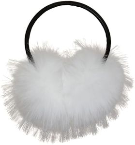 Dufnfn Women's Faux Fur Ear Muffs For Winter Women - Warm Faux Fur Fuzzy Ear Muffs Windproof Cold Weather Ear Warmers(White)