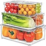 MYXKHYLL Set of 7 Fridge Organisers with Lids, Stackable Vegetable Fruit Storage Containers for Fridge,Refrigerator Organiser,Clear Fridge Storage Containers,Kitchen Storage & Organisation, BPA Free