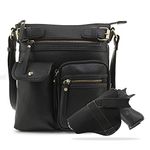 JESSIE & JAMES Robin Multipocket Concealed Carry Crossbody Bag with Lock and Key - Black