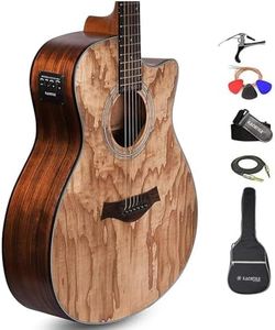 Kadence Electric Acoustic Guitar (Ash Wood) - Semi Acoustic Guitar with Pickup, Inbuilt Tuner, Capo, Strings, Picks, Strap, Cable and Padded bag - Electro Guitars for Beginners & Professionals