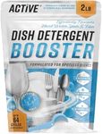 Dishwasher Detergent Booster Prewash Powder - ACTIVE Citric Acid Dishwashing Additive for Hard Water, Natural Dish Washer Shine & Rinse Aid, Lime Scale Remover for Cloudy Glassware - 64 Uses (32-oz)