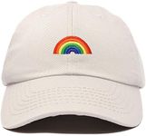 DALIX Rainbow Baseball Cap Womens Hats Cute Hat Soft Cotton Caps in Beige