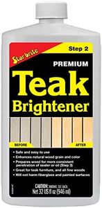 STAR BRITE Premium Teak Brightener - Enhances Natural Wood Grain & Restores Tone & Color While Preparing for a More Consistent Application of Teak Oil, Sealer or Stain - 32 Ounce (081532)