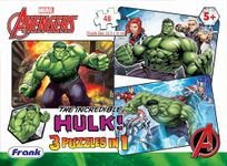 Frank Marvel Avengers Puzzles - The Incredible Hulk! - 48 Pieces 3 in 1 Jigsaw Puzzles for Kids for Age 5 Years Old and Above - Engaging Puzzle for Kids - 90156