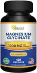 Magnesium Glycinate 1000mg with Vitamin D3 & B6-500mg per Capsule - Pure Mag Supplement Complex for Sleep, Muscle, Bone Health - Replace Gummies & Powder - 120 Capsules