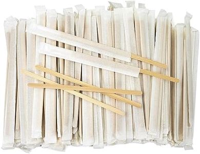 Bamboo Coffee Stirrers Individually Wrapped, 5.5/7 inch Coffee Stir Sticks - For Hot Drinks and Cocktails, Smooth End, Disposable and Travel-Friendly