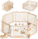 Foldable Wooden Playpen - Adjustabl