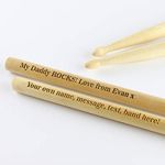 Pair of Custom Engraved Drum Sticks - Any name, Any Message, Personalised, Birthday, Best Man, Musician, Fathers Day