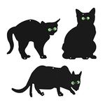 Pack of 3 Black Cats Scarer, Garden Scare Cats with Sparkling Glass Marble Eyes, Cat Silhouette Scarers, Metal Cat Scarers for Gardens, Humane Control Outdoor Scare Cats Away from Garden