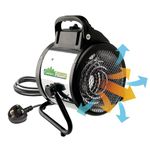 BioGreen Electric Greenhouse Heater & Fan with Manual Thermostat PALMA | 2000 Watts | 163 m³/h Air Circulation 0 - 60 C° | Stainless Steel Housing