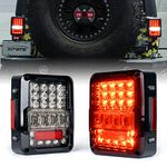 Xprite LED Tail Lights Replacement Compatible with 2007-2018 Wrangler JK JKU, High Intensity Led Taillights w/ 4D Clear Lens Parking Light, Brake Turn Signal Lamp and Reverse Lamps Function