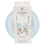 Peter Rabbit Kids Tableware Set – 3 Piece Reusable PP Plate,Tumbler & Dinnerware Set for Mealtimes – for 24 Months & Up,Blue & White