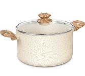 MICHELANGELO Nonstick Stock Pot, 6 Quart Cooking Pot with Lid, Induction Soup Pot White Granite, Non Stick Pot with Stay-cool Handle, 6 Quart Pot for Cooking