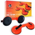 Welsberg Set of 2 Dual Cup Suction Lifters, Heavy Duty Vacuum Double Suction Pads, Glass Tiles Mirror Lifter, 100 kg Lifting Capacity, Orange