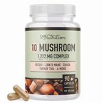 10 Mushroom Blend Supplement | Lions Mane, Turkey Tail, Cordyceps, Reishi, Shiitake, Maitake, Chaga Extract Mushroom Support Complex | Antioxidants & Immune Support | Vegetarian, Gluten-Free | 90 Ct.