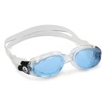 Aquasphere Kaiman, Swimming goggles for adults with UV protection, silicone seal, 180° vision, anti-fog and anti-leak lenses for men and women, Transparent - Blue Lens