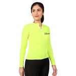 Triquip BeVisible Women Cycling Jersey Full Sleeves (S, Neon Green)