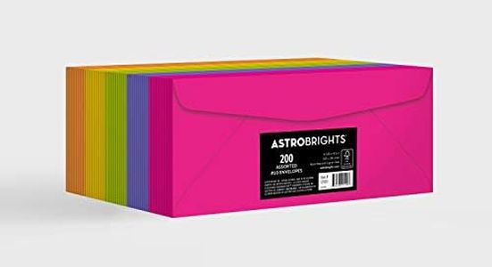 Astrobrights Color 10 Envelopes, 4.125" x 9.5", 24 Lb/89 GSM, Happy" 5-Color Assortment, 200 Pack (92109)