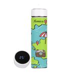 Chillaao Personalised Designer Temprature Smart Vacuum Insulated Thermos Hot & Cold Water with LED Temperature Display Stainless Steel for Gym Yoga, Kids, Boys, Girls, Workout (Blue and Green)