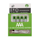 Rechargeable AAA Batteries 1.5V 750mWh USB Lithium ion Rechargeable AAA Battery with USB Type C Charging Cable, High Capacity Fast Charge, 1200 Cycles Constant Output, Over-Charge Protection (4)