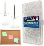 Clear Push Pins 220pk for Noticeboard, Corkboard, Pinboard: White Push Pins, Clear Pins for Pinboard | Drawing Pins for Notice Board, Pin Board Pins, Pins for Cork Board | Drawing Pins | Notice Board