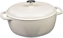 Amazon Basics Enameled Cast Iron Covered Round Dutch Oven, 4 L, White