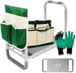 PLKO Multifunctional Garden Kneeler and seat Heavy Duty,Foldable Garden Bench for Kneeling and Sitting with Soft EVA Kneeling Pad and Large Tool Bag for Gardening Lovers