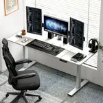 SogesHome Height Adjustable Electric Standing Desk 63 x 24 Inches Ergonomic Sit Stand Up Desk with Memory Preset Controller，2 Type-C Ports Large Computer Desk Home Office Desk (White)