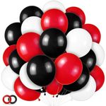 Red and Black Balloons 100Pack 12 inch Matte Black Red and White Latex Balloon Bulk for Birthday Party Graduation Racing Car Poker Card Decorations Supplies