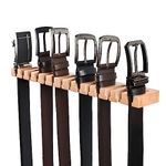 Belt Hanger for Closet, 2 in 1 Wooden Wall Mount 14 Belts Organizer w/Through-The-Wall Nails, Belt Rack w/ 360° Swivel Hook, Tie and Belt Organizer Display for Closet, Door, Wall, 1 Pack - Natrual