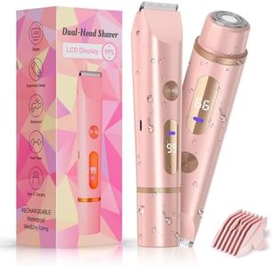 Bikini Trimmer for Women Electric Razors for Women Women's Electric Razor 2 in 1 Shaver Pubic Hair Trimmer Ipx7 Waterproof Wet Dry Use Bikini Shaver for Ladies Pubic, Legs, Face, Underarms (Pink)