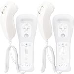 DSYJ Motion Controller for Wii Replacement Remote Built in Wii U Motion Plus Remote Controller and Nunchuck 2 Sets White